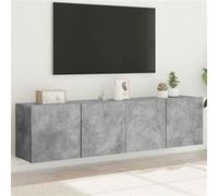 Meubles TV Muraux 2 pcs, Armoires de Télévision Suspendues avec Rangement, Meubles Télé Flottants Salon, Moderne, Gris Béton Bois d'Ingénierie