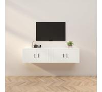 Vidaxl Meubles Tv Muraux 2 Pcs Blanc 80x34,5x40 Cm Multicolore