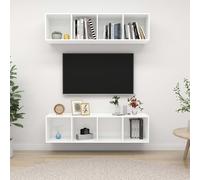 Vidaxl Meubles Tv Muraux 2 Pcs Blanc Aggloméré Blanc