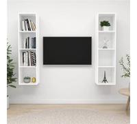 Meubles TV Armoires Rangement Salon Muraux 2 pcs Blanc Bois d'Ingénierie vidaXL