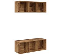 Vidaxl Meubles Tv Muraux 2 Pcs Bois Ancien 37 X 37 X 107,5 Cm
