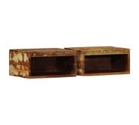 Vidaxl Meubles Tv Muraux 2 Pcs Bois Massif De Récupération Marron