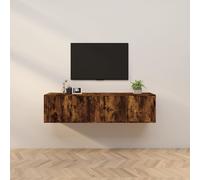 Vidaxl Meubles Tv Muraux 2 Pcs Chêne Fumé 80x34,5x40 Cm Multicolore
