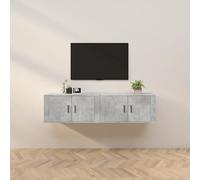 Vidaxl Meubles Tv Muraux 2 Pcs Gris Béton 80x34,5x40 Cm Multicolore