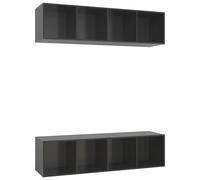 Meubles TV Muraux 2 pcs, Armoires de Télévision Suspendues, Meubles Télé Flottants de Salle de Séjour Salon, Gris Brillant Bois d'Ingénierie
