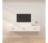 vidaXL Meubles TV Muraux 3 pcs, Armoires de Télévision avec Porte, Armoires Suspendues, Meubles de Rangement Salon Salle de Séjour, Moderne, Blanc Blanc G