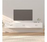 vidaXL Meubles TV Muraux 3 pcs, Armoires de Télévision Suspendues avec Compartiment, Meubles Télé avec Porte Salon, Moderne, Blanc Blanc G