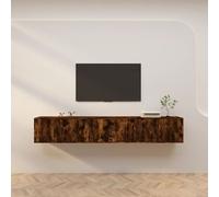 Vidaxl Meubles Tv Muraux 3 Pcs Chêne Fumé 80x34,5x40 Cm Multicolore