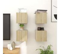vidaXL Meubles TV Muraux 4 pcs, Armoire de Télévision, Meuble Télé de Salon, Armoire Suspendue, Centre de Divertissement Salle de Séjour Intérieur, Moderne, Chêne Sonoma Brun G