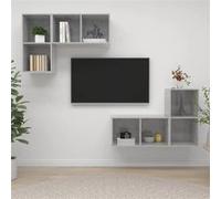 Meubles TV Armoires Salon Muraux 4 pcs Gris Brillant Bois d'Ingénierie vidaXL