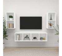 vidaXL Meubles TV muraux 4 pcs Blanc Aggloméré