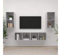 vidaXL Meubles TV muraux 4 pcs Gris béton Aggloméré
