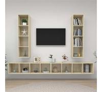 Vidaxl Meubles Tv Muraux 4 Pcs Chêne Sonoma Bois D'ingénierie Marron