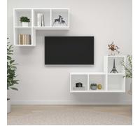 vidaXL Meubles TV muraux, 4 pcs Blanc Aggloméré
