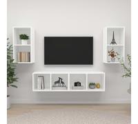 Vidaxl Meubles Tv Muraux 4 Pcs Blanc Aggloméré Blanc