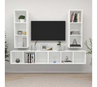 Vidaxl Meubles Tv Muraux 4 Pcs Blanc Aggloméré Blanc