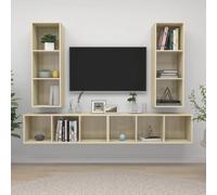Vidaxl Meubles Tv Muraux 4 Pcs Chêne Sonoma Bois D'ingénierie Marron