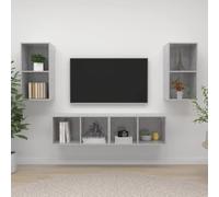 Vidaxl Meubles Tv Muraux 4 Pcs Gris Béton Aggloméré Gris