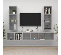 Vidaxl Meubles Tv Muraux 4 Pcs Gris Béton Aggloméré Gris