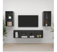 vidaXL Meubles TV muraux 4 pcs Gris brillant Aggloméré
