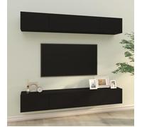 Vidaxl Meubles Tv Muraux 4 Pcs Noir 100x30x30 Cm Noir