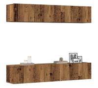 vidaXL Meubles TV muraux 4 pcs Vieux Bois Bois d'ingénierie, Banc TV, Meuble HiFi, Centre de Divertissement, Buffet TV, Meuble multimédia, Console TV