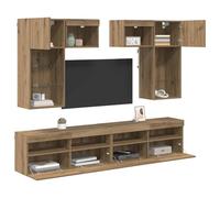 vidaXL Meubles TV muraux 6 pcs Bois Ancien Bois d'ingénierie, Salon Moderne, Meuble média rectangulaire, unités TV élégantes, Affichage divertissant, Solutions de Rangement astucieuses