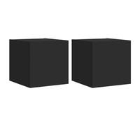 vidaXL Meubles TV Muraux avec Lumières LED 2 pcs, Armoires de Télévision Suspendues avec Rangement, Meubles Télé Flottants Salon, Moderne, Noir