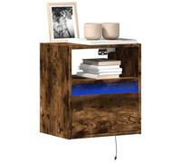 Meubles TV muraux et lumières LED 2 pcs chêne fumé 41x31x45 cm, meuble TV suspendu au mur, unité TV flottante, support TV mural