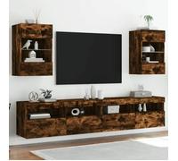 vidaXL Meubles TV Muraux et Lumières LED 2pcs, Armoires de Télévision Suspendues avec Étagère, Meubles Télé Flottants Salon, 837087