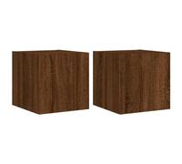 Vidaxl Meubles Tv Muraux Lumières Led 2 Pcs Chêne Marron 30,5x35x30 Cm Multicolore