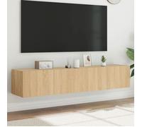 vidaXL Meubles TV Muraux Lumières LED 2 pcs, Armoires de Télévision Suspendues avec Rangement, Meubles Télé Flottants Salon, 837286