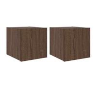 vidaXL Meubles TV Muraux Lumières LED 2 pcs, Armoires de Télévision Suspendues avec Rangement, Meubles Télé Flottants Salon, Moderne, Chêne Marron