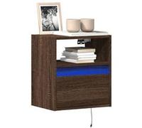 vidaXL Meubles TV muraux lumières LED 2 pcs chêne marron 41x31x45 cm, meuble TV suspendu au mur, unité TV flottante, support 852326 Marron G