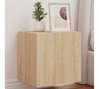 Vidaxl Meubles Tv Muraux Lumières Led 2 Pcs Chêne Sonoma 40,5x35x40 Cm Multicolore