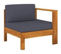 Vidaxl Canapé Central Avec 1 Accoudoir Gris Foncé Acacia Solide Gris