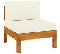 vidaXL Middenbank met crÃmewitte kussens massief acaciahout310646 Blanc G