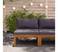 vidaXL Canapé central sectionnel Bois d'acacia - Coussins gris foncé