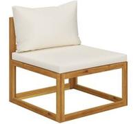 vidaXL Canapé central sectionnel 311863 avec coussin bois blanc crème pour terrasse et jardin