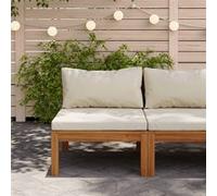 Vidaxl Canapé De Milieu Sectionnel Avec Coussin Blanc Crème Acacia
