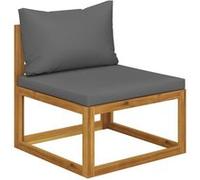 Vidaxl Canapé Central Sectionnel Avec Coussin Gris Foncé Bois D'acacia Gris