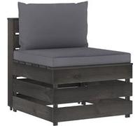 Vidaxl Canapé Central Sectionnel Avec Coussins Bois Imprégné De Gris