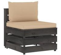 Vidaxl Canapé Central Sectionnel Avec Coussins Bois Imprégné De Gris