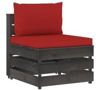 Vidaxl Canapé Central Sectionnel Avec Coussins Bois Imprégné De Gris Gris