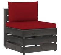 Vidaxl Canapé Central Sectionnel Avec Coussins Bois Imprégné De Gris Gris