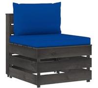 vidaXL Middenbank sectioneel met kussens grijs geÃ¯mpregneerd hout3068130 Gris G