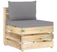 vidaXL Middenbank sectioneel met kussens groen geÃ¯mpregneerd hout3074508 G