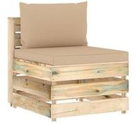 vidaXL Middenbank sectioneel met kussens groen geÃ¯mpregneerd hout3074510 G