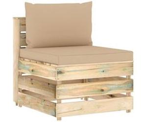 vidaXL Middenbank sectioneel met kussens groen geÃ¯mpregneerd hout3074510 G