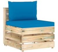 vidaXL Middenbank sectioneel met kussens groen geÃ¯mpregneerd hout3074511 G